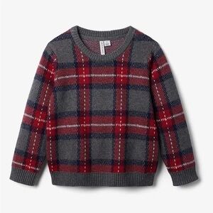 Janie & Jack Charcoal Heather Plaid Sweater